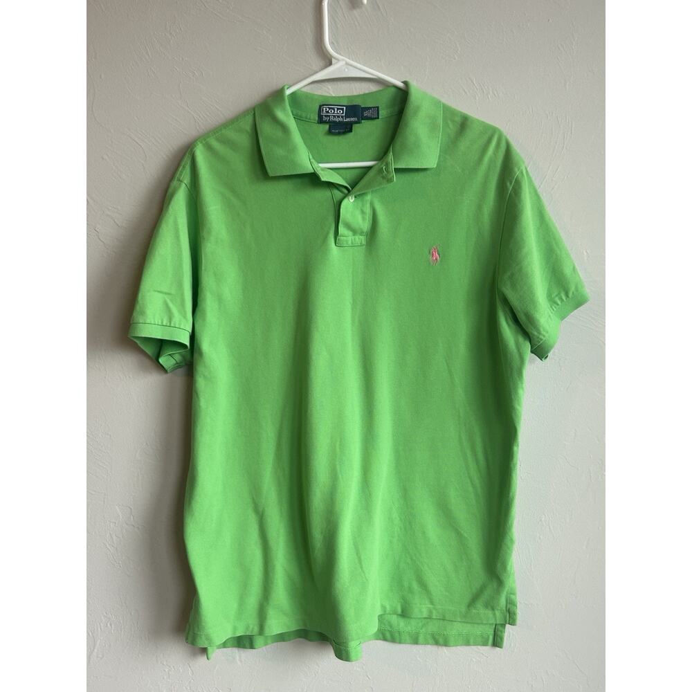 Polo Ralph Lauren Custom Fit Lime Green Cotton Mesh Polo Shirt Men's X Large
